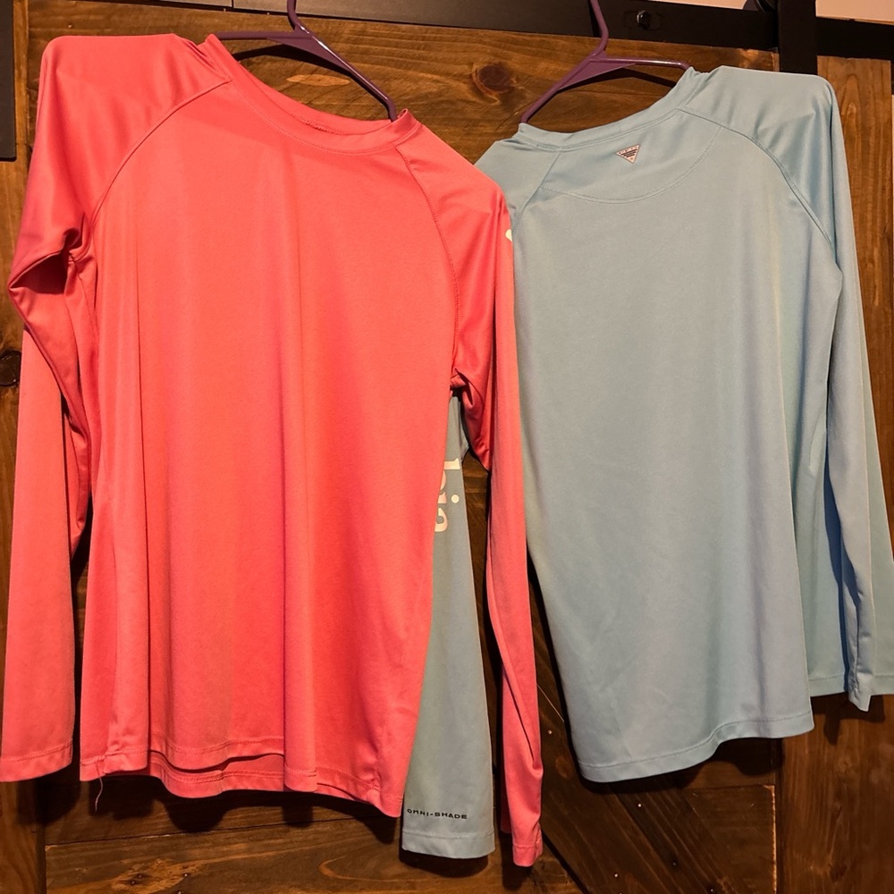 Columbia Long Sleeve Tees - Pink and Light Blue